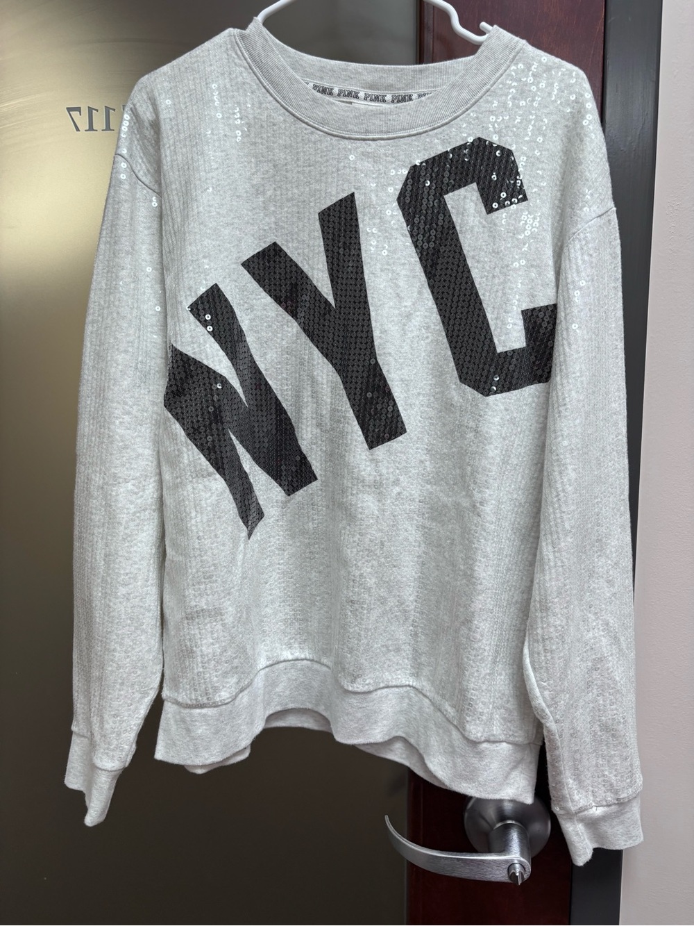 PINK NYC Sequin Graphic Sweatshirt size Large